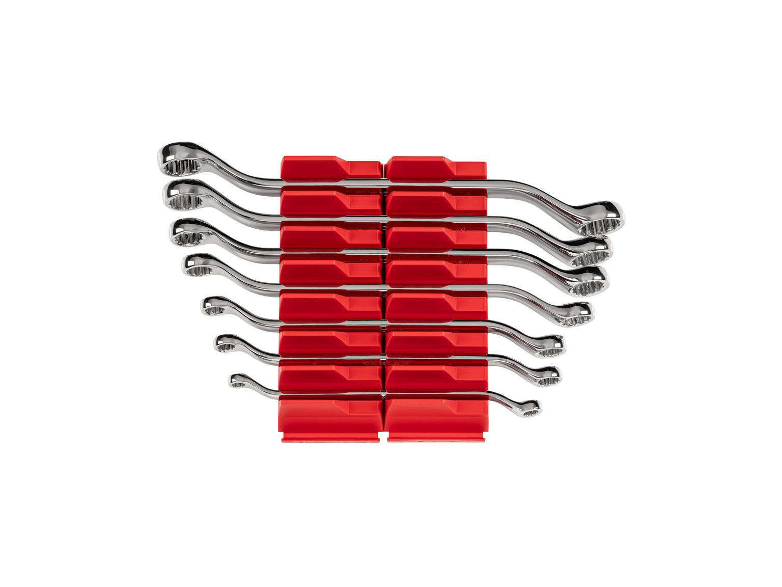 TEKTON WBE95201-T 45-Degree Offset Box End Wrench Set with Modular Slotted Organizer, 7-Piece (6-19 mm)