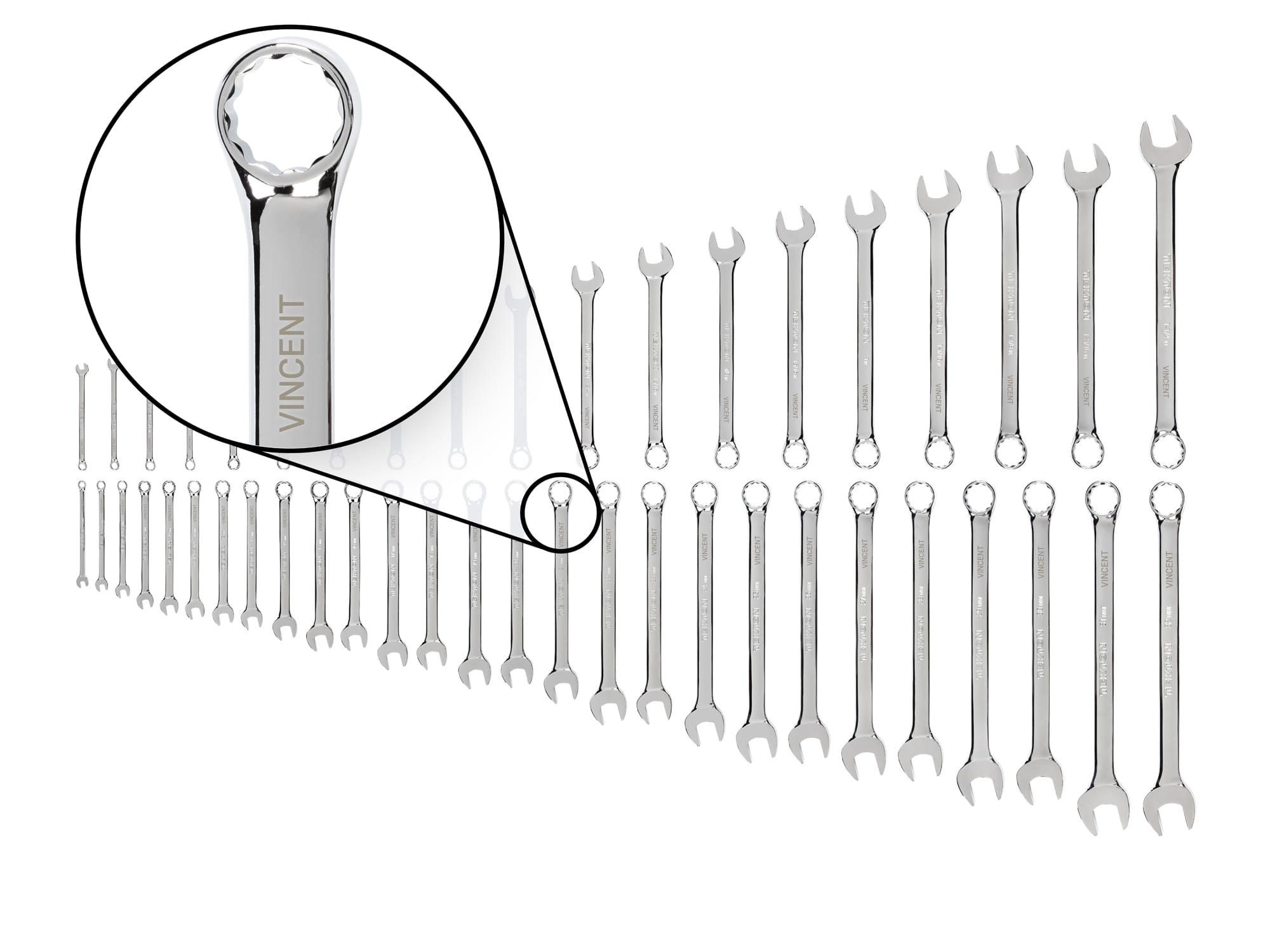 TEKTON WCB90301P Personalized Combination Wrench Set, 46-Piece (1/4 - 1-1/4 in., 6-32 mm)