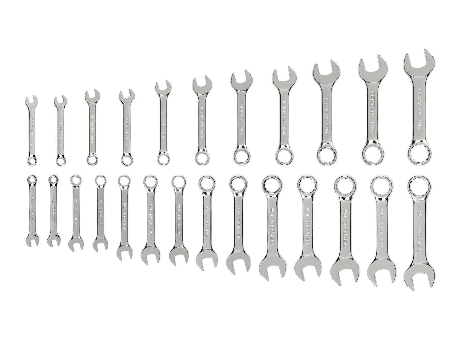 TEKTON WCB90403-T Stubby Combination Wrench Set, 25-Piece (1/4 - 3/4 in., 6 - 19 mm)