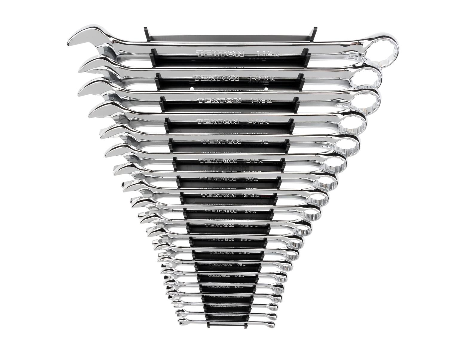 TEKTON WCB91102-T Combination Wrench Set with Rack, 19-Piece (1/4 - 1-1/4 in.)