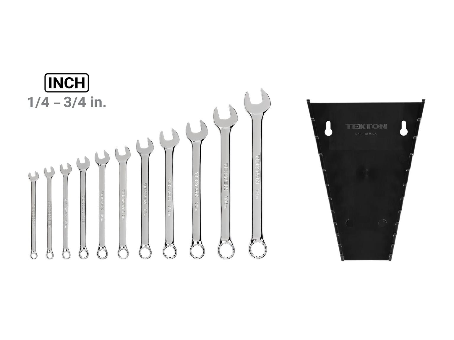 TEKTON WCB91103-T Combination Wrench Set with Rack, 11-Piece (1/4 - 3/4 in.)