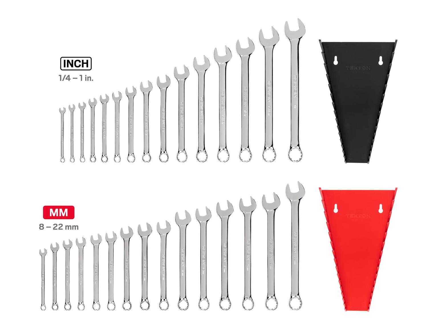 TEKTON WCB92303-T Combination Wrench Set with Rack, 30-Piece (1/4 - 1 in., 8 - 22 mm)