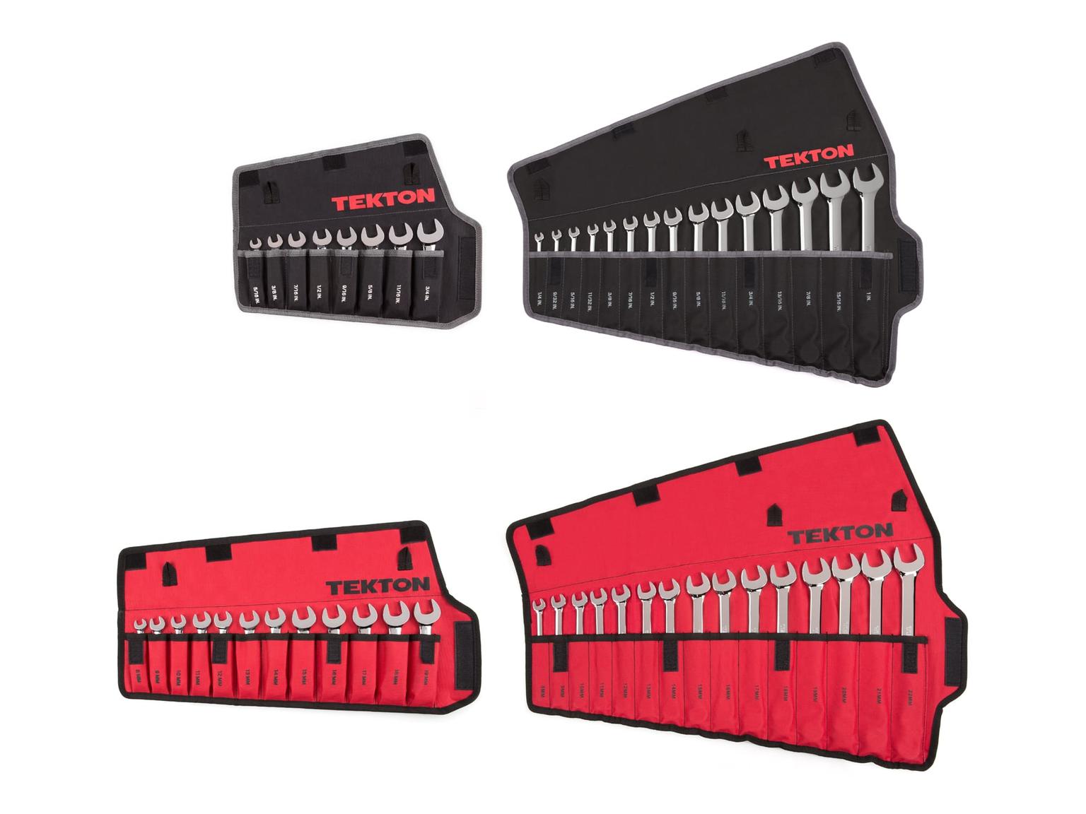 TEKTON WCB94901-T Stubby and Standard Length Combination Wrench Set with Pouch, 50-Piece (1/4-1 in., 8-22 mm)