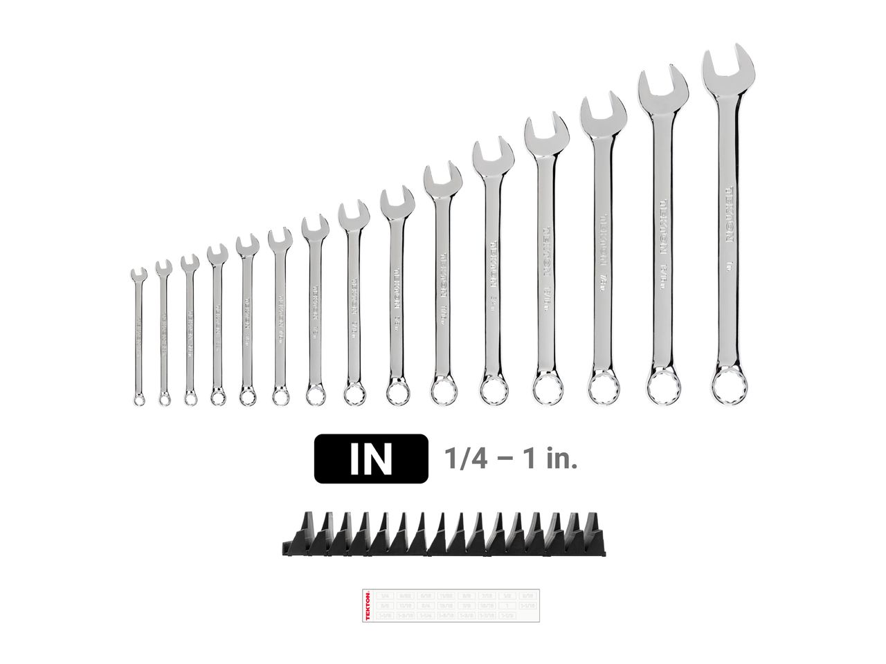 15Piece Inch Wrench Set with Wrench Organizer TEKTON