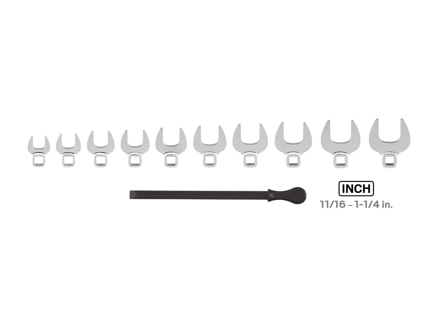 TEKTON WCF91401-T 1/2 Inch Drive Crowfoot Wrench Set with Key, 10-Piece (11/16 - 1-1/4 in.)