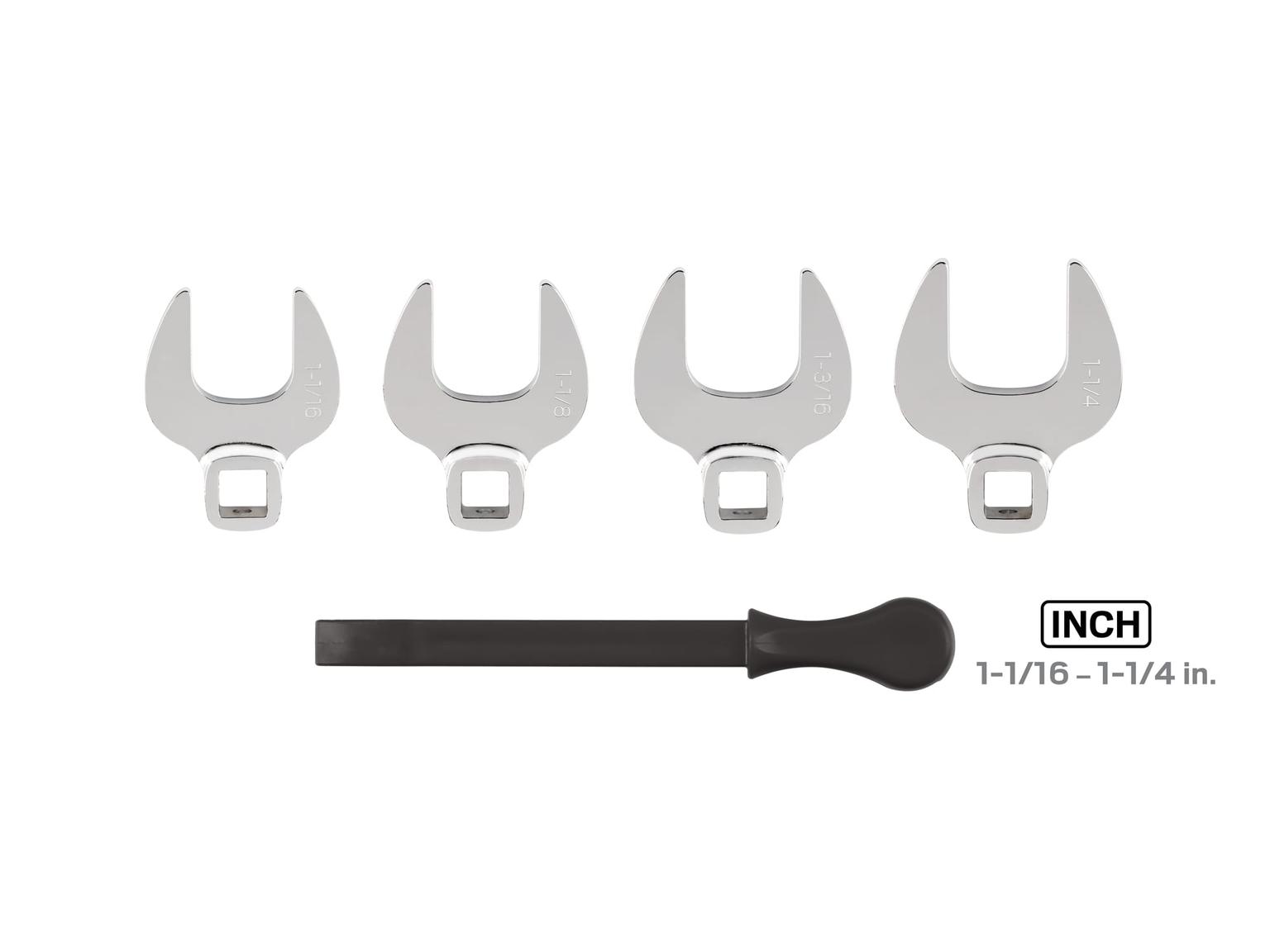 TEKTON WCF91403-T 1/2 Inch Drive Crowfoot Wrench Set with Key, 4-Piece (1-1/16 - 1-1/4 in.)
