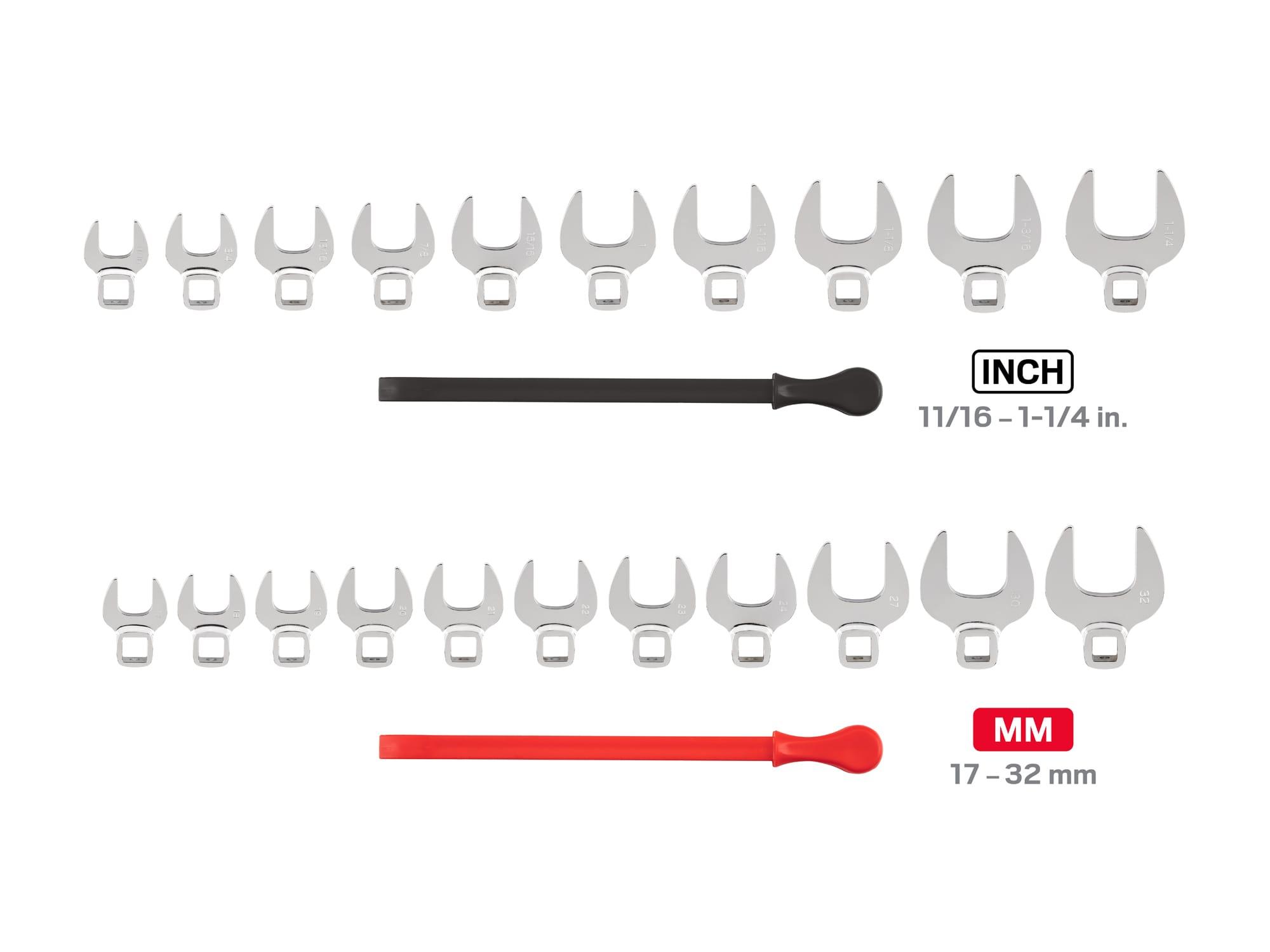 TEKTON WCF91601-T 1/2 Inch Drive Crowfoot Wrench Set with Keys, 21-Piece (11/16 - 1-1/4 in., 17-32 mm)