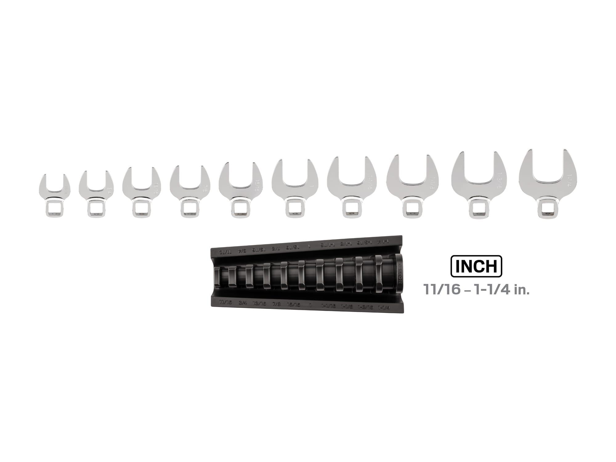TEKTON WCF92401-T 1/2 Inch Drive Crowfoot Wrench Set with Rack, 10-Piece (11/16 - 1-1/4 in.)