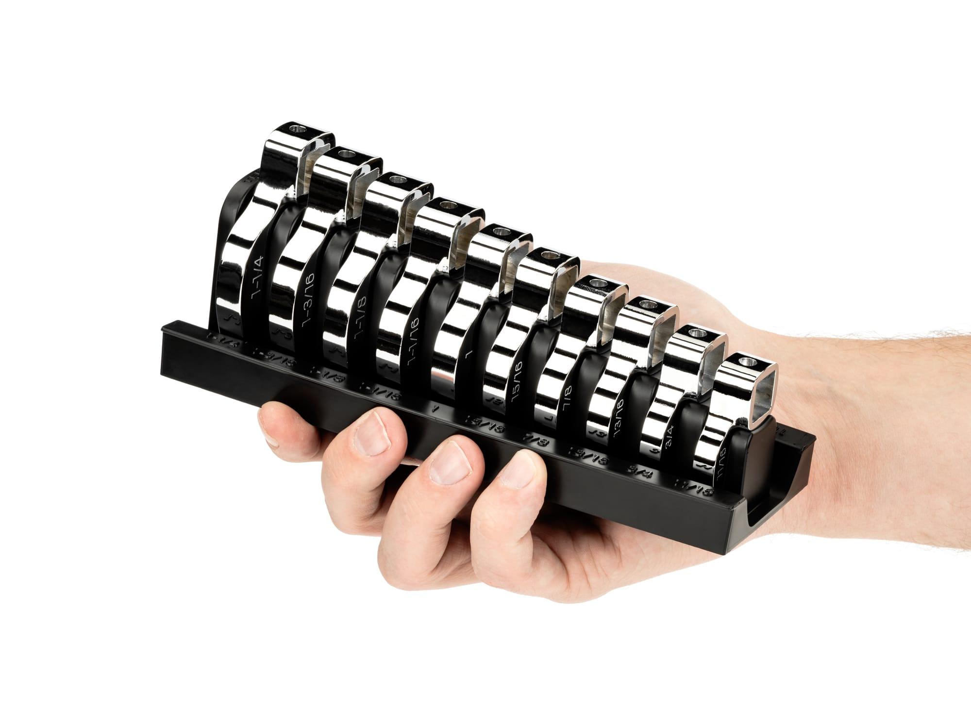 TEKTON WCF92401-T 1/2 Inch Drive Crowfoot Wrench Set with Rack, 10-Piece (11/16 - 1-1/4 in.)