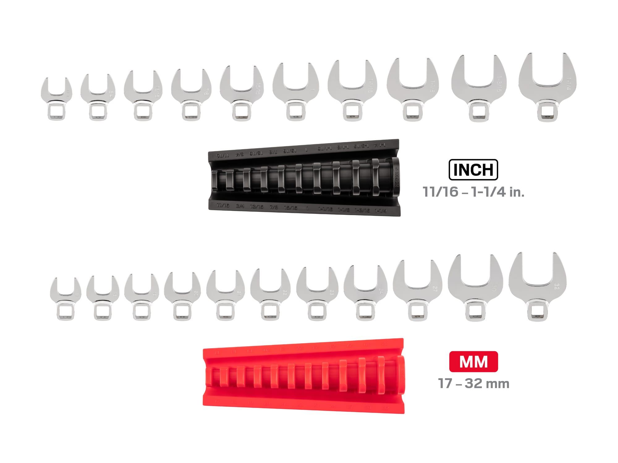 TEKTON WCF92601-T 1/2 Inch Drive Crowfoot Wrench Set with Racks, 21-Piece (11/16 - 1-1/4in., 17-32 mm)