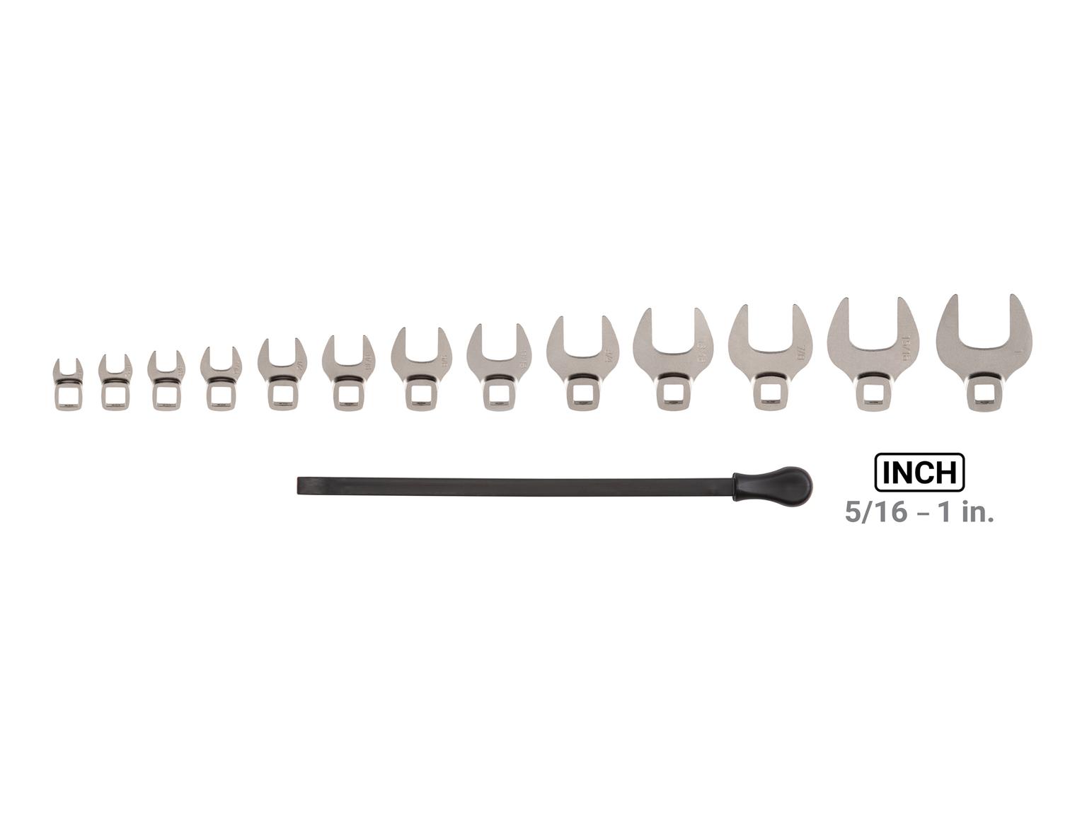 TEKTON WCF94102-T 3/8 Inch Drive Crowfoot Wrench Set with Key, 13-Piece (5/16-1 in.)