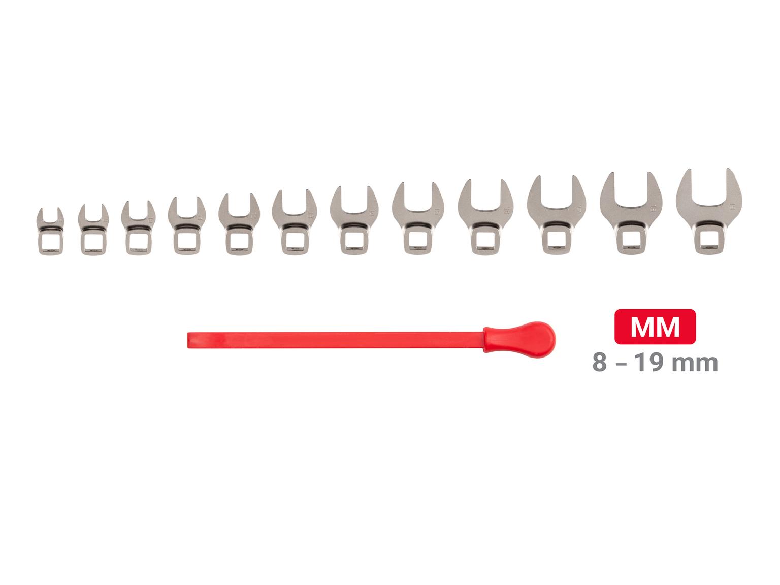 TEKTON WCF94201-T 3/8 Inch Drive Crowfoot Wrench Set with Key, 12-Piece (8-19 mm)