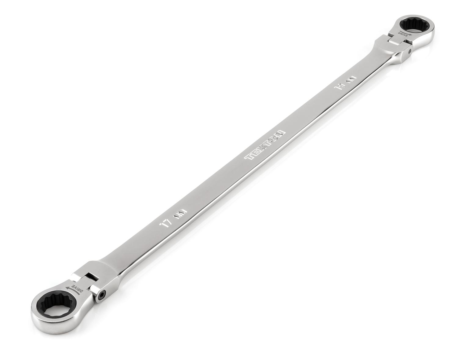 TEKTON WRB36417-T 17 x 19 mm Long Flex 12-Point Ratcheting Box End Wrench