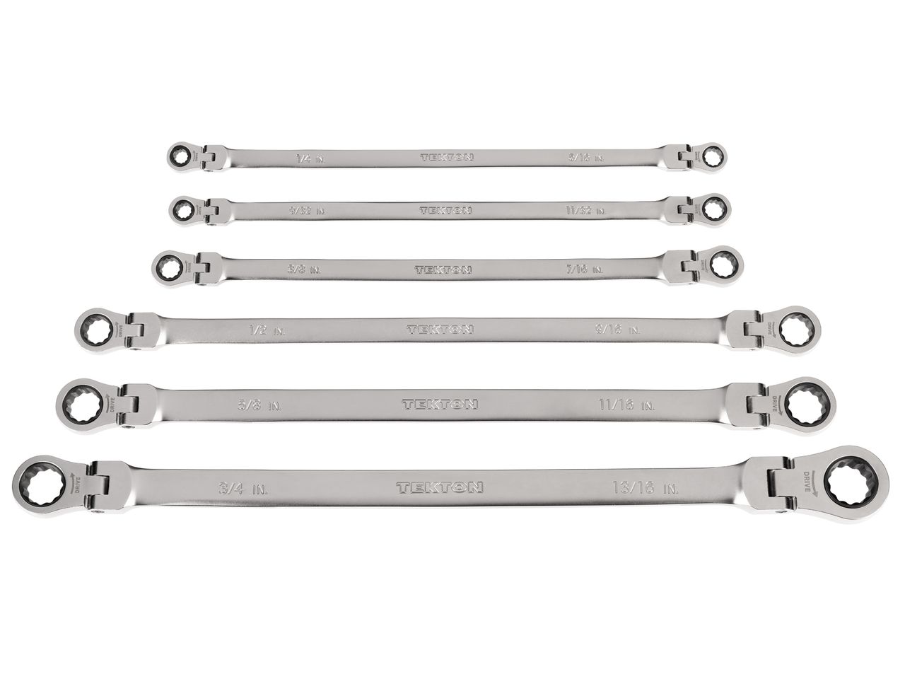 6Piece Long Flex Ratcheting Box End Wrench Set TEKTON