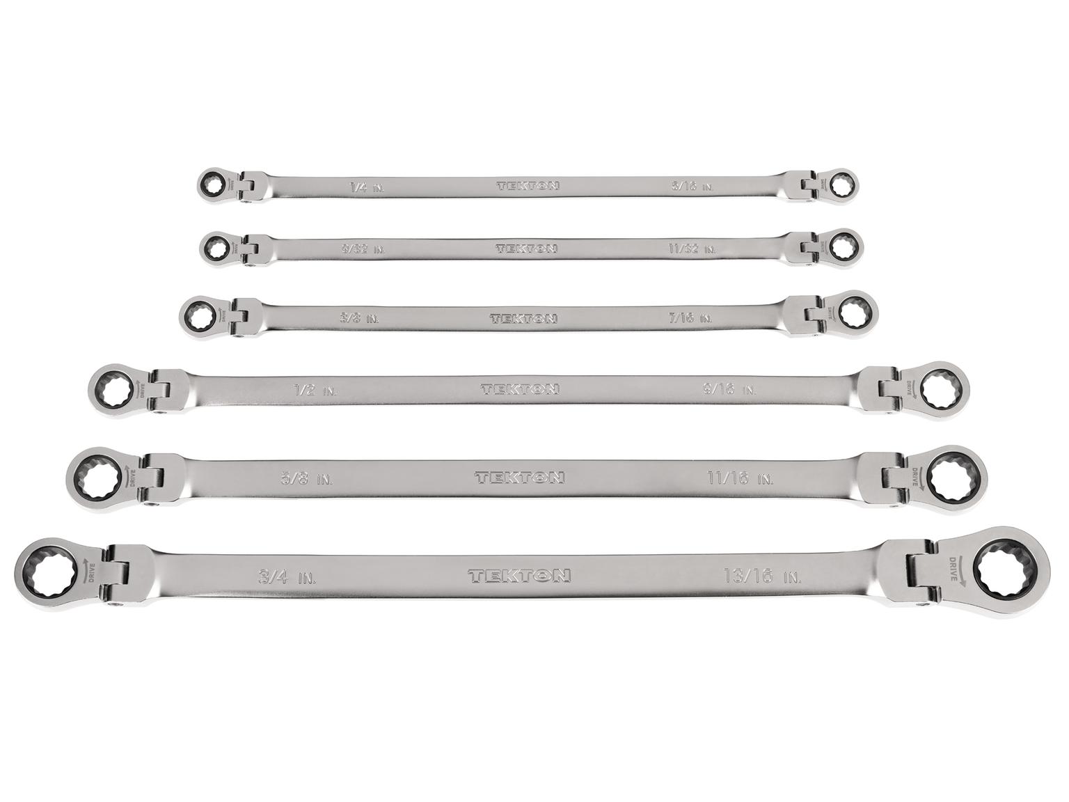 Long Flex Head 12-Point Ratcheting Box End Wrench Set (6-Piece)