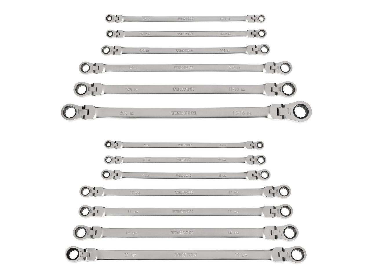 13Piece Long Flex Ratcheting Box End Wrench Set TEKTON