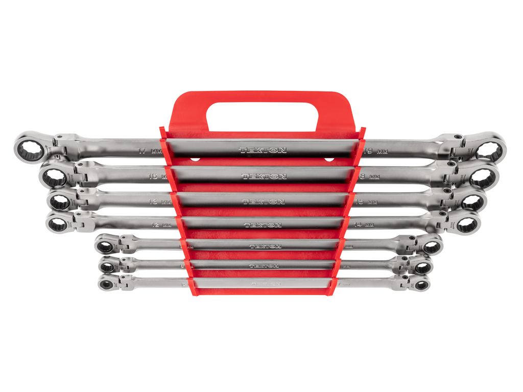 7Piece Long Flex Ratcheting Box End Wrench Set with Holder TEKTON
