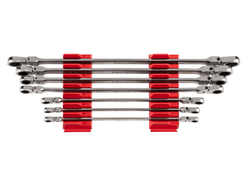 7Piece Long Flex Ratcheting Box End Wrench Set with Organizer TEKTON