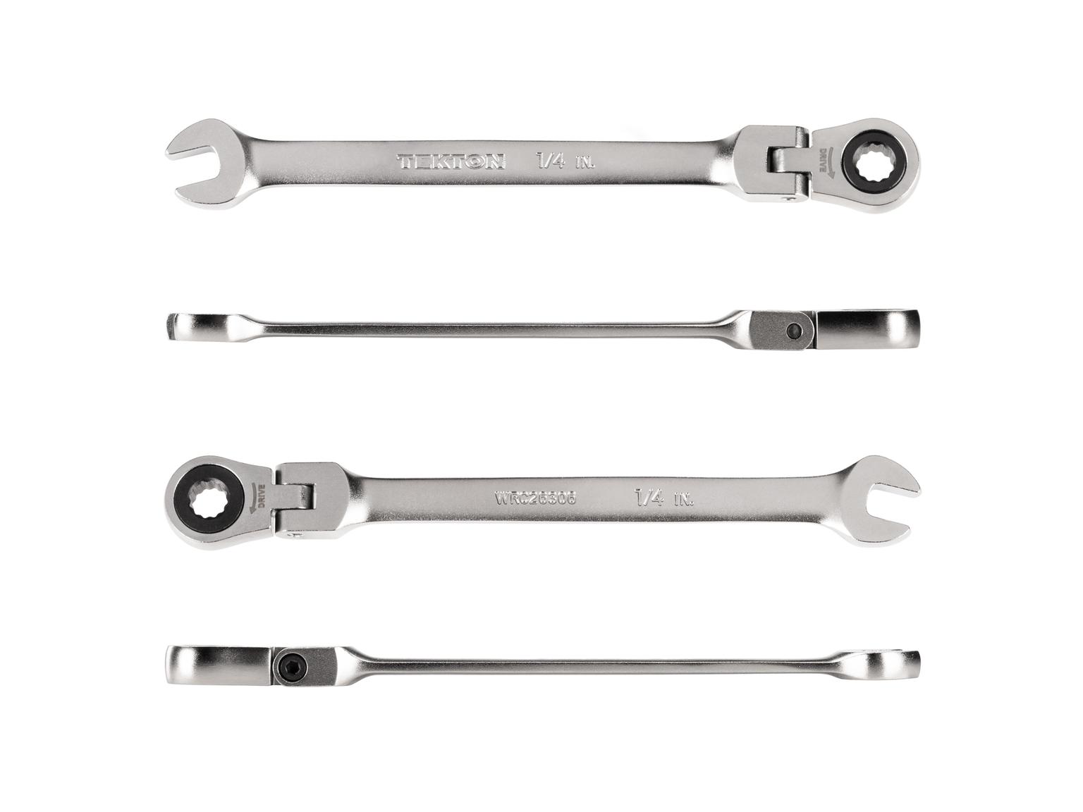 TEKTON WRC26306-T 1/4 Inch Flex Head 12-Point Ratcheting Combination Wrench