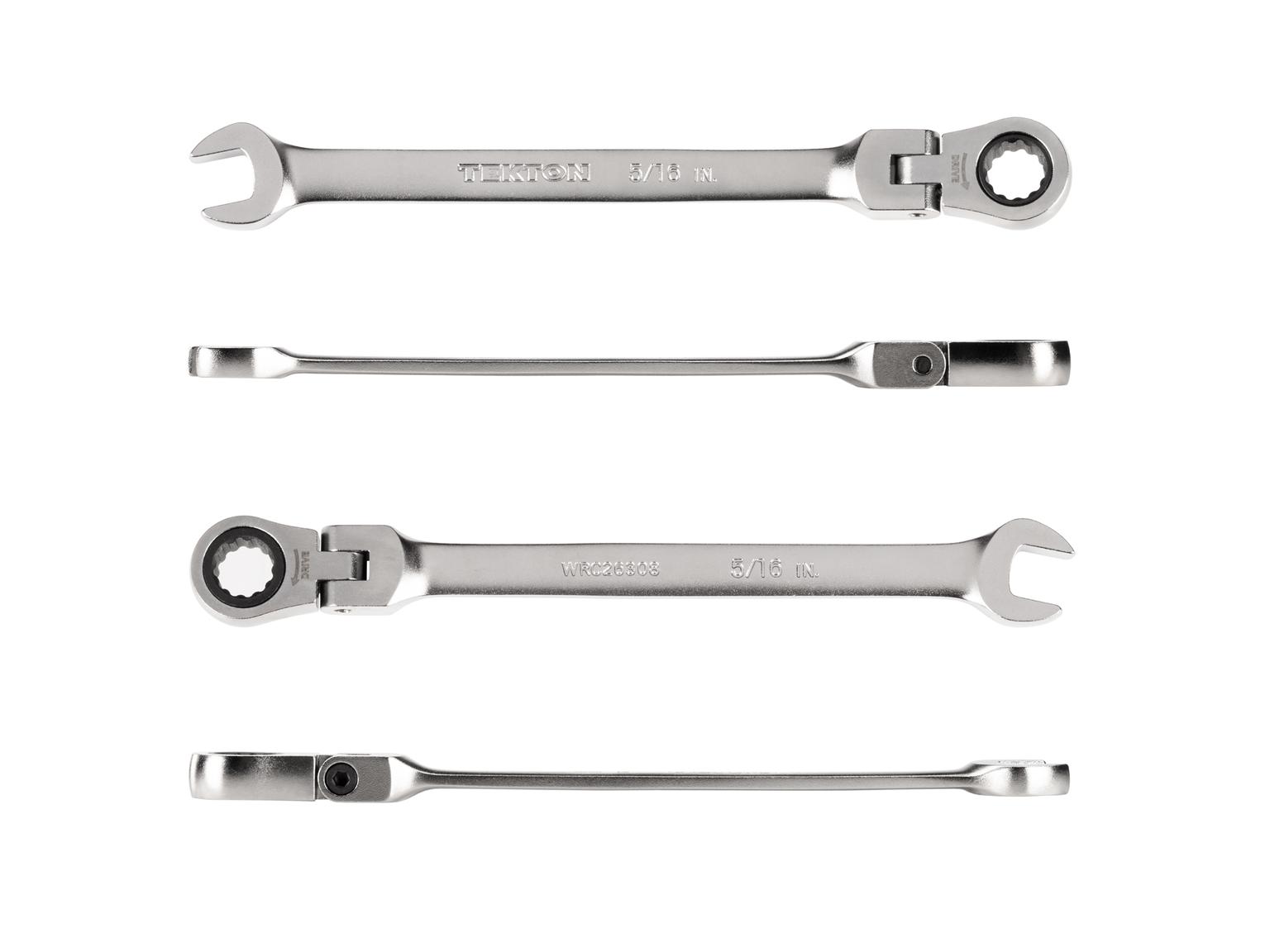 TEKTON WRC26308-T 5/16 Inch Flex Head 12-Point Ratcheting Combination Wrench