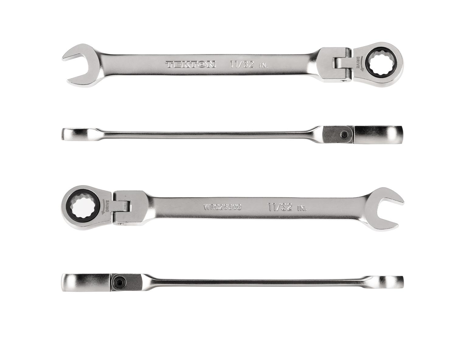 TEKTON WRC26309-T 11/32 Inch Flex Head 12-Point Ratcheting Combination Wrench