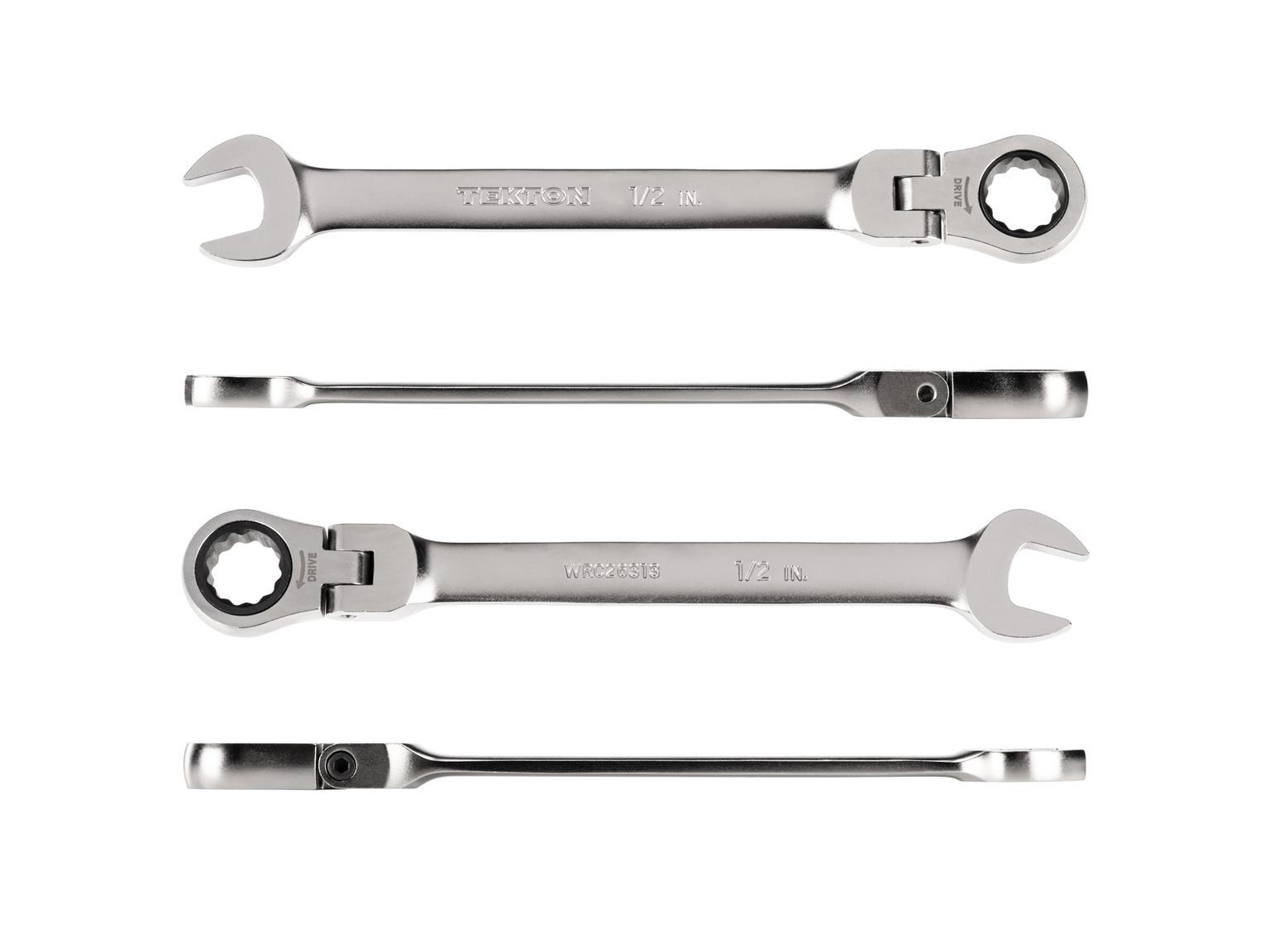 TEKTON WRC26313-T 1/2 Inch Flex Head 12-Point Ratcheting Combination Wrench
