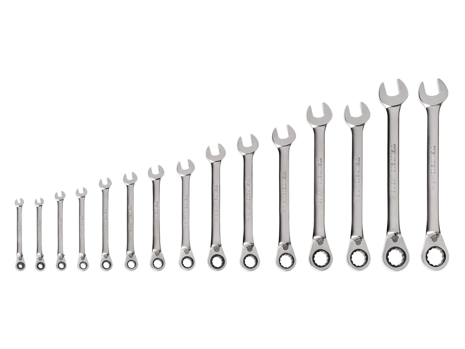 TEKTON WRC94001-T Reversible 12-Point Ratcheting Combination Wrench Set, 15-Piece (1/4-1 in.)