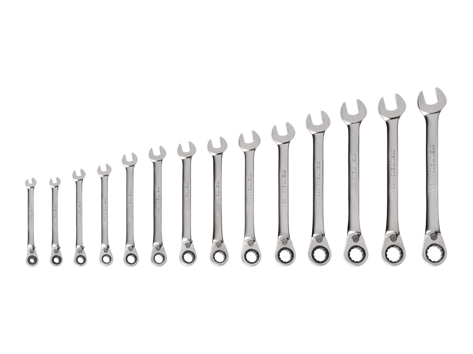 TEKTON WRC94002-T Reversible 12-Point Ratcheting Combination Wrench Set, 14-Piece (6-19 mm)