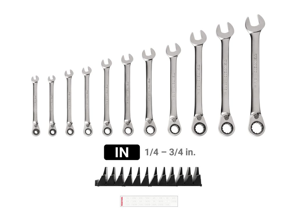 11Piece Reversible Ratcheting Wrench Set with Organizer TEKTON
