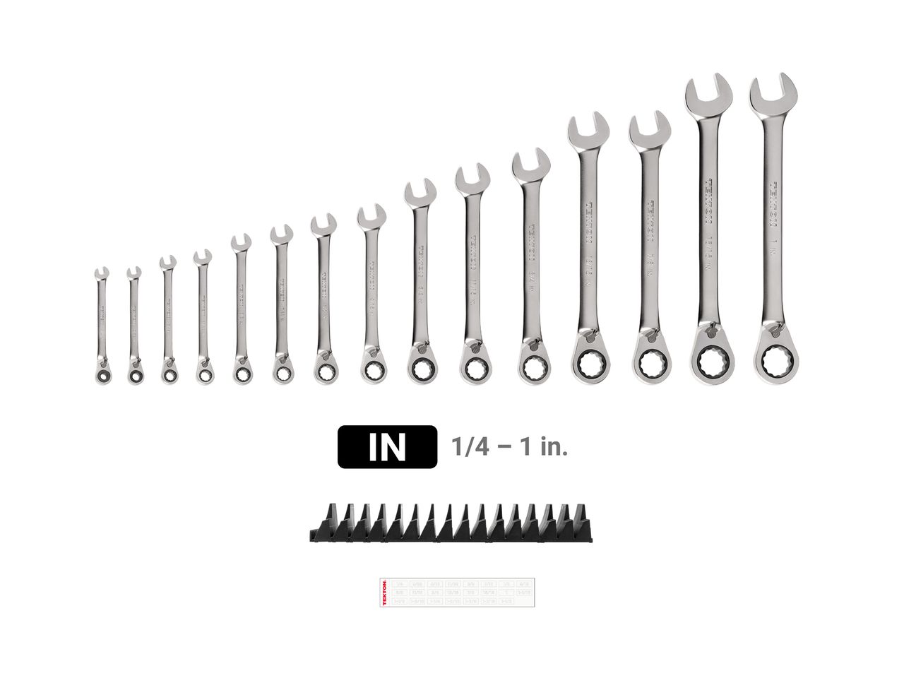 15Piece Reversible Ratcheting Wrench Set with Organizer TEKTON