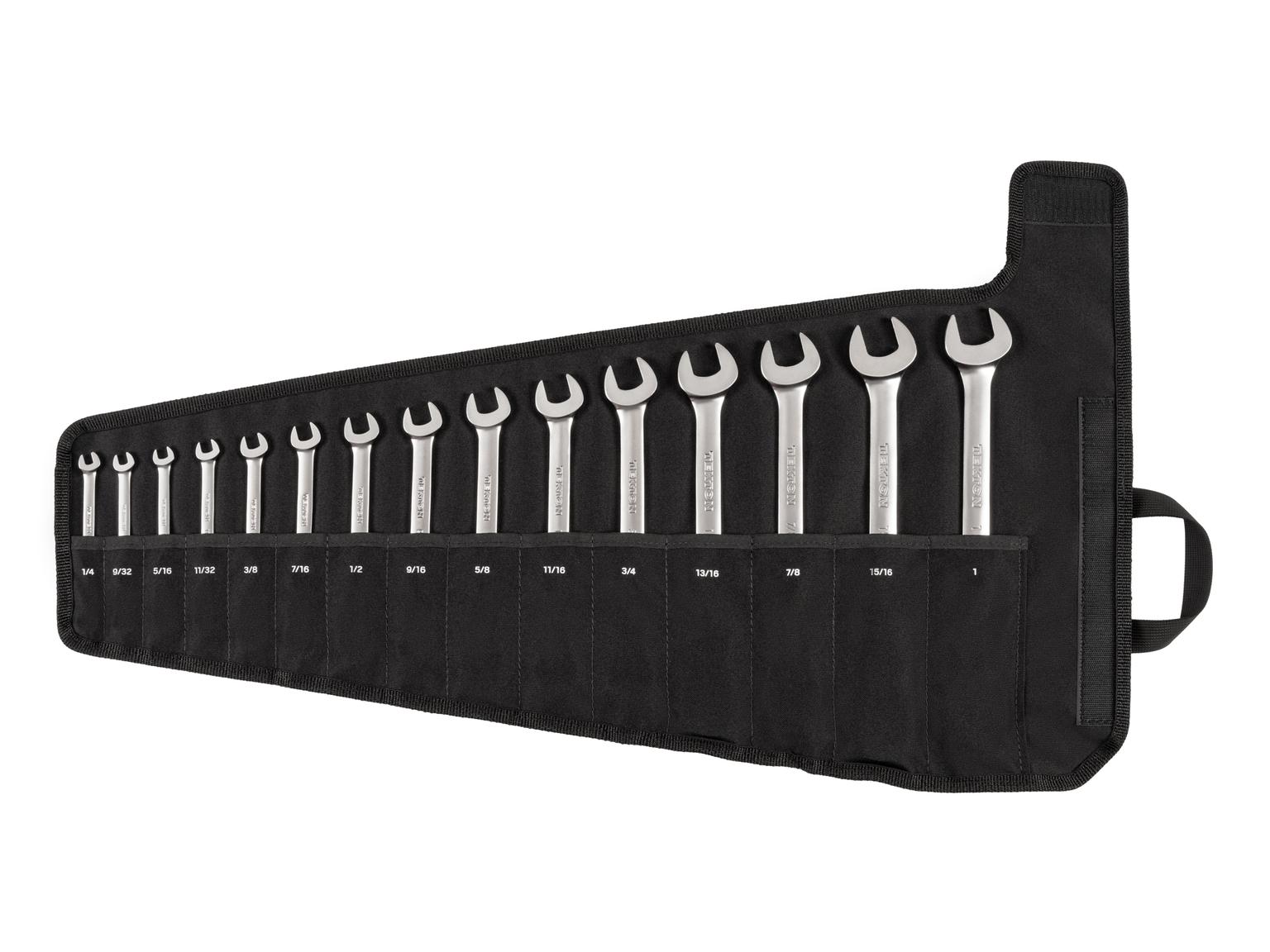 Reversible 12-Point Ratcheting Combination Wrench Set, 15-Piece (Pouch)