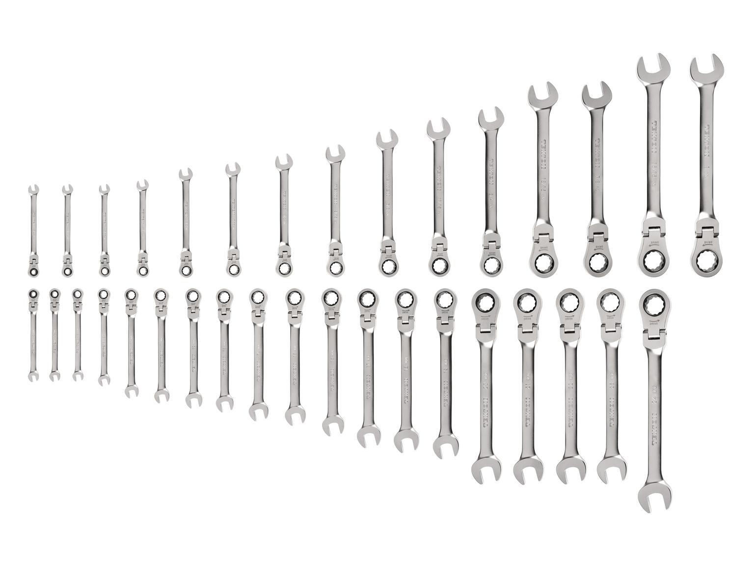TEKTON WRC95005-T Flex Head 12-Point Ratcheting Combination Wrench Set, 34-Piece (1/4-1 in., 6-24 mm)