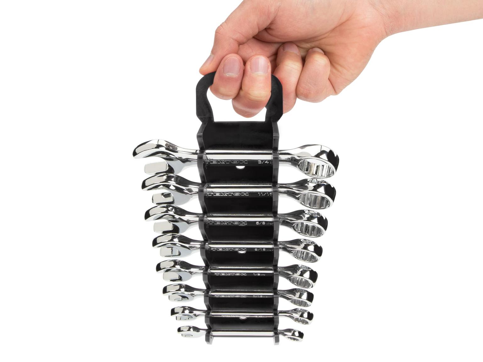 TEKTON WRN01066-T Stubby Combination Wrench Set with Holder, 8-Piece (5/16 - 3/4 in.)