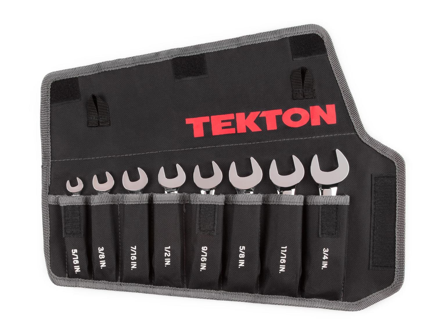 TEKTON WRN01086-T Stubby Combination Wrench Set with Pouch, 8-Piece (5/16 - 3/4 in.)