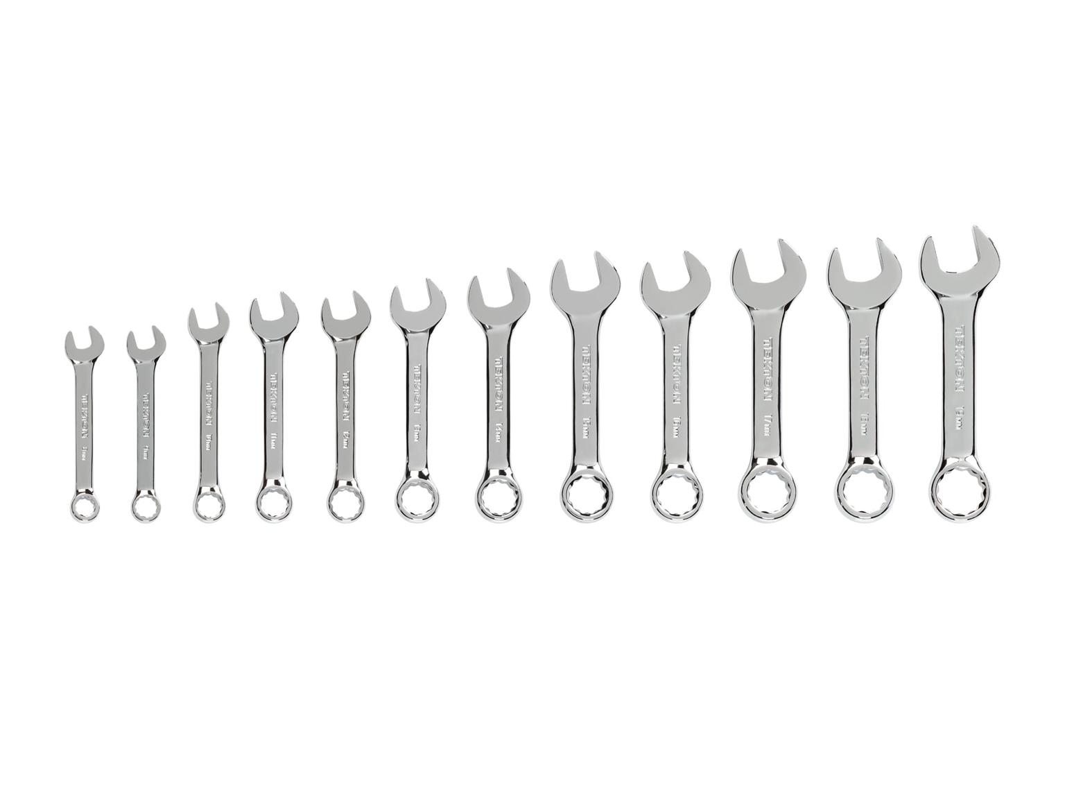 TEKTON WRN01160-T Stubby Combination Wrench Set, 12-Piece (8 - 19 mm)