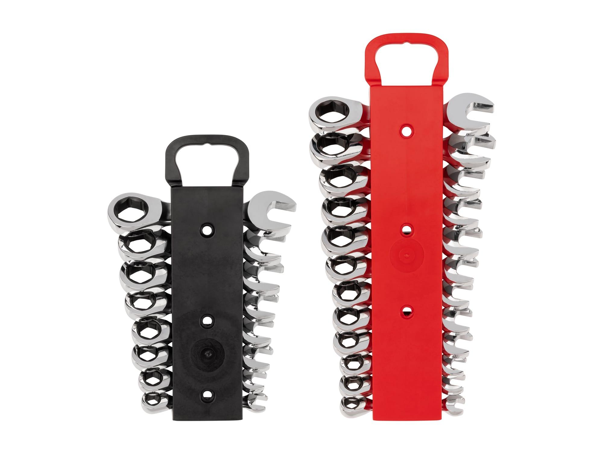 TEKTON WRN50321-T Stubby Ratcheting Combination Wrench Set with Holder, 20-Piece (5/16-3/4 in., 8-19 mm)