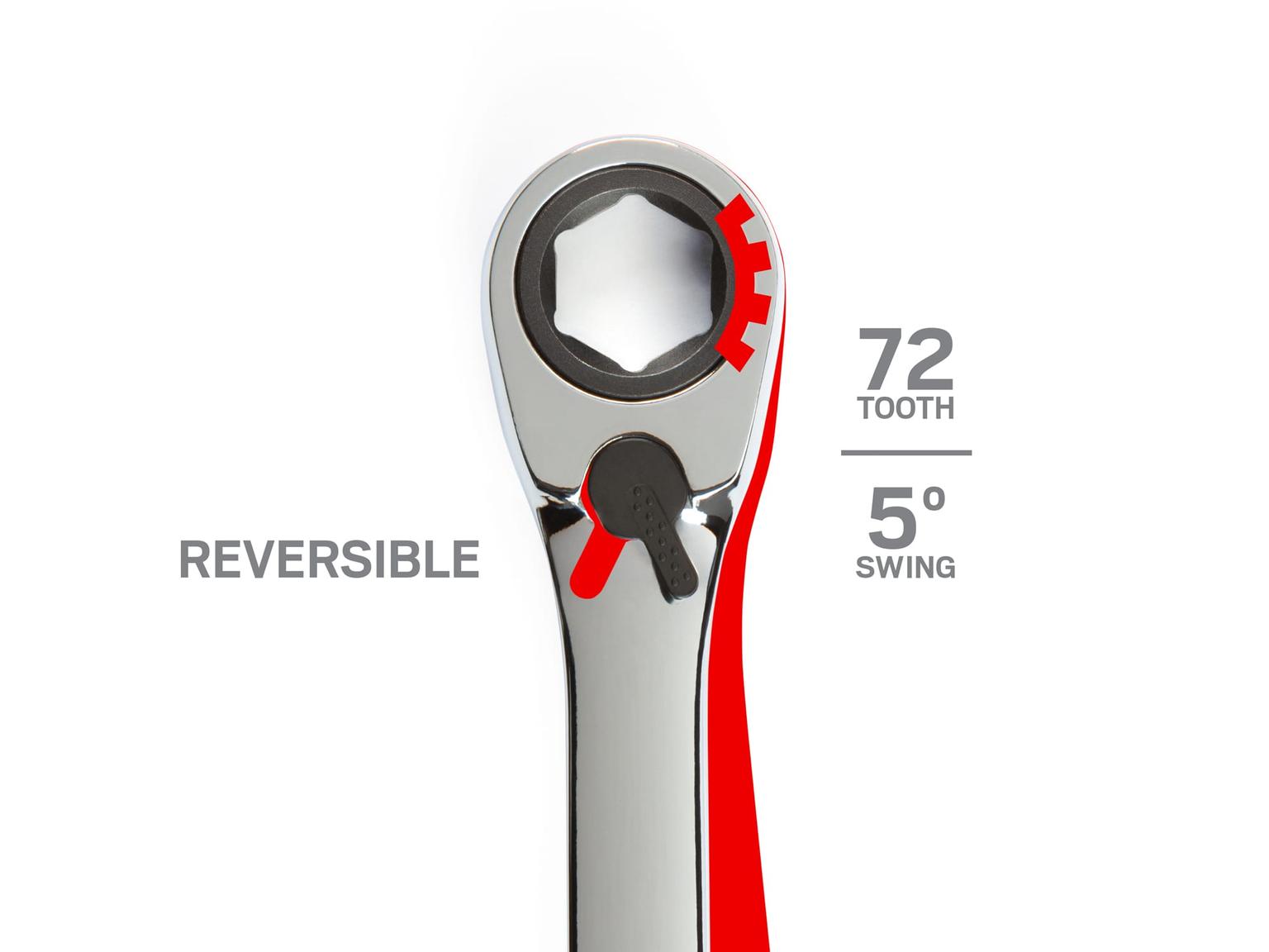 TEKTON WRN51009-T 7/16 Inch Stubby Reversible Ratcheting Combination Wrench