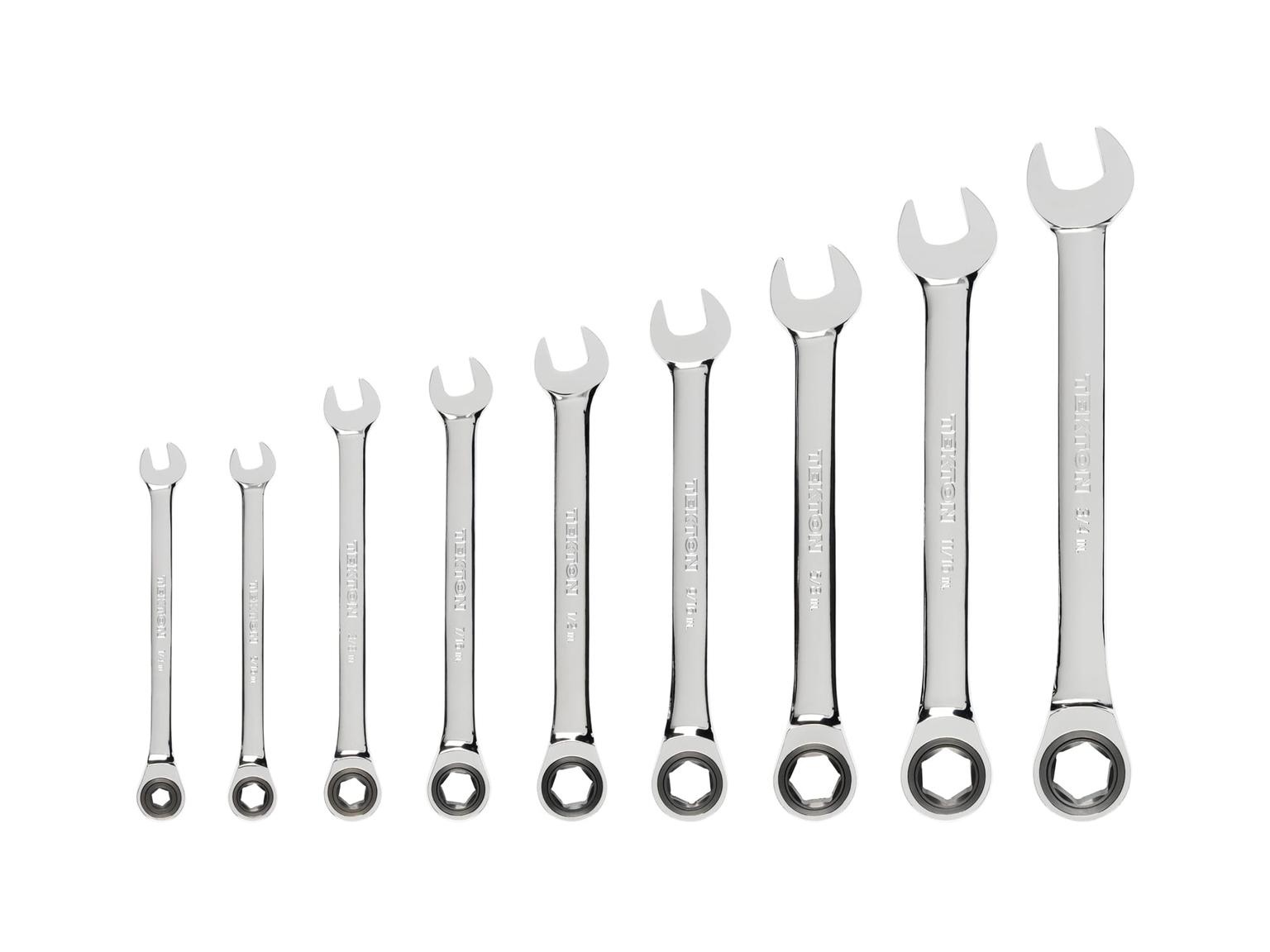 TEKTON WRN53057-T Ratcheting Combination Wrench Set, 9-Piece (1/4-3/4 in.)