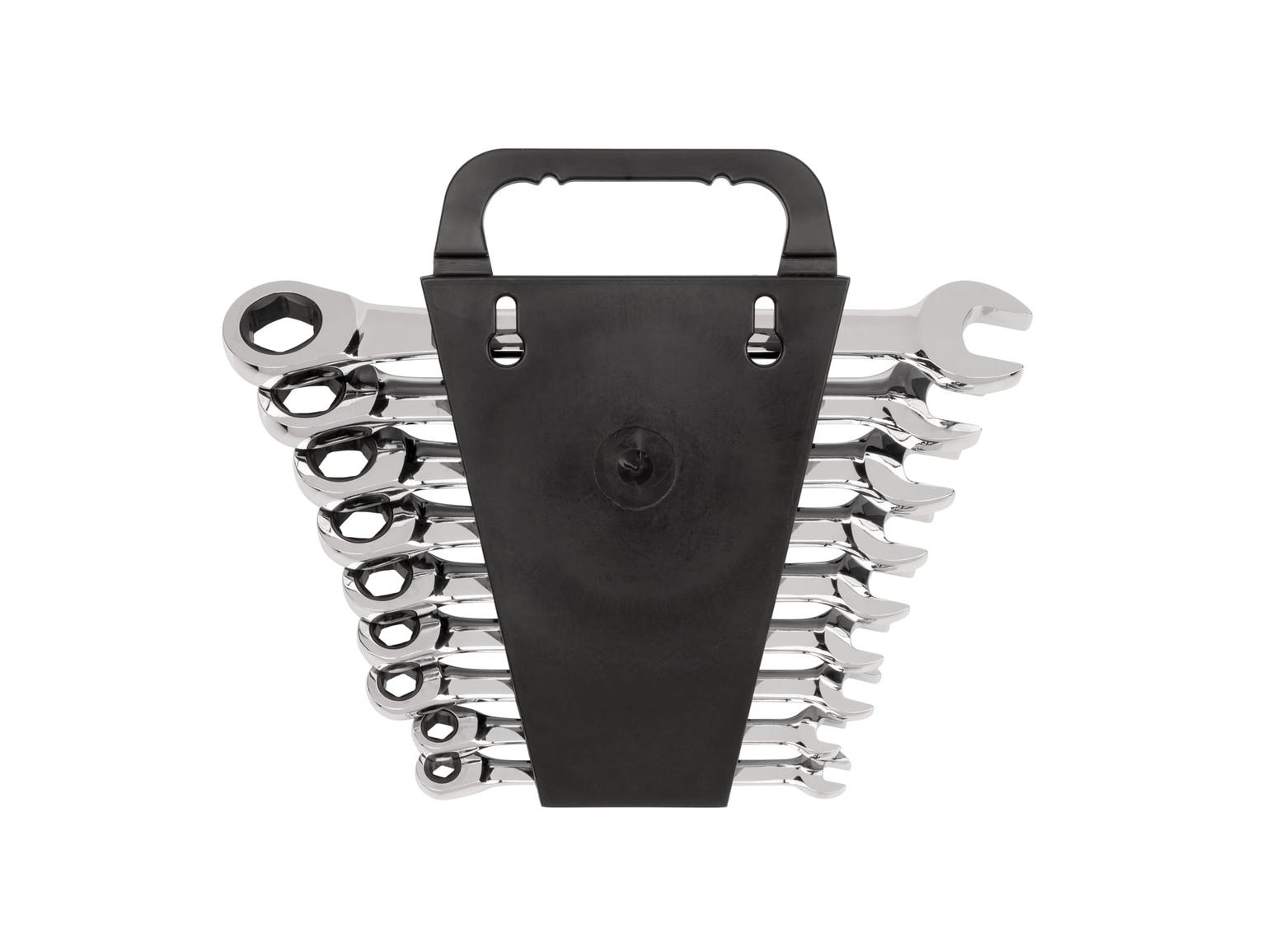 TEKTON WRN53067-T Ratcheting Combination Wrench Set with Holder, 9-Piece (1/4-3/4 in.)