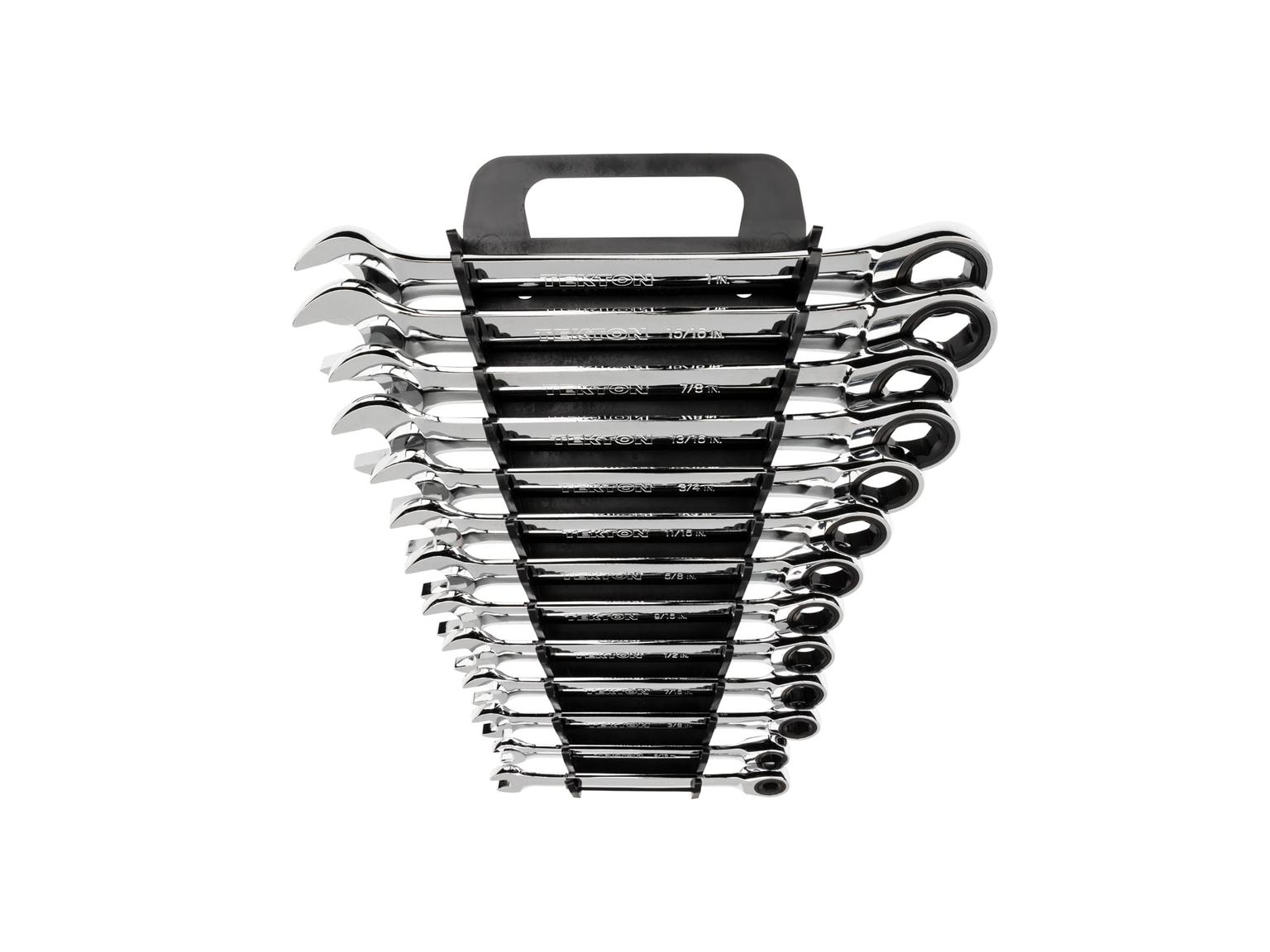 TEKTON WRN53071-T Ratcheting Combination Wrench Set with Holder, 13-Piece (1/4-1 in.)