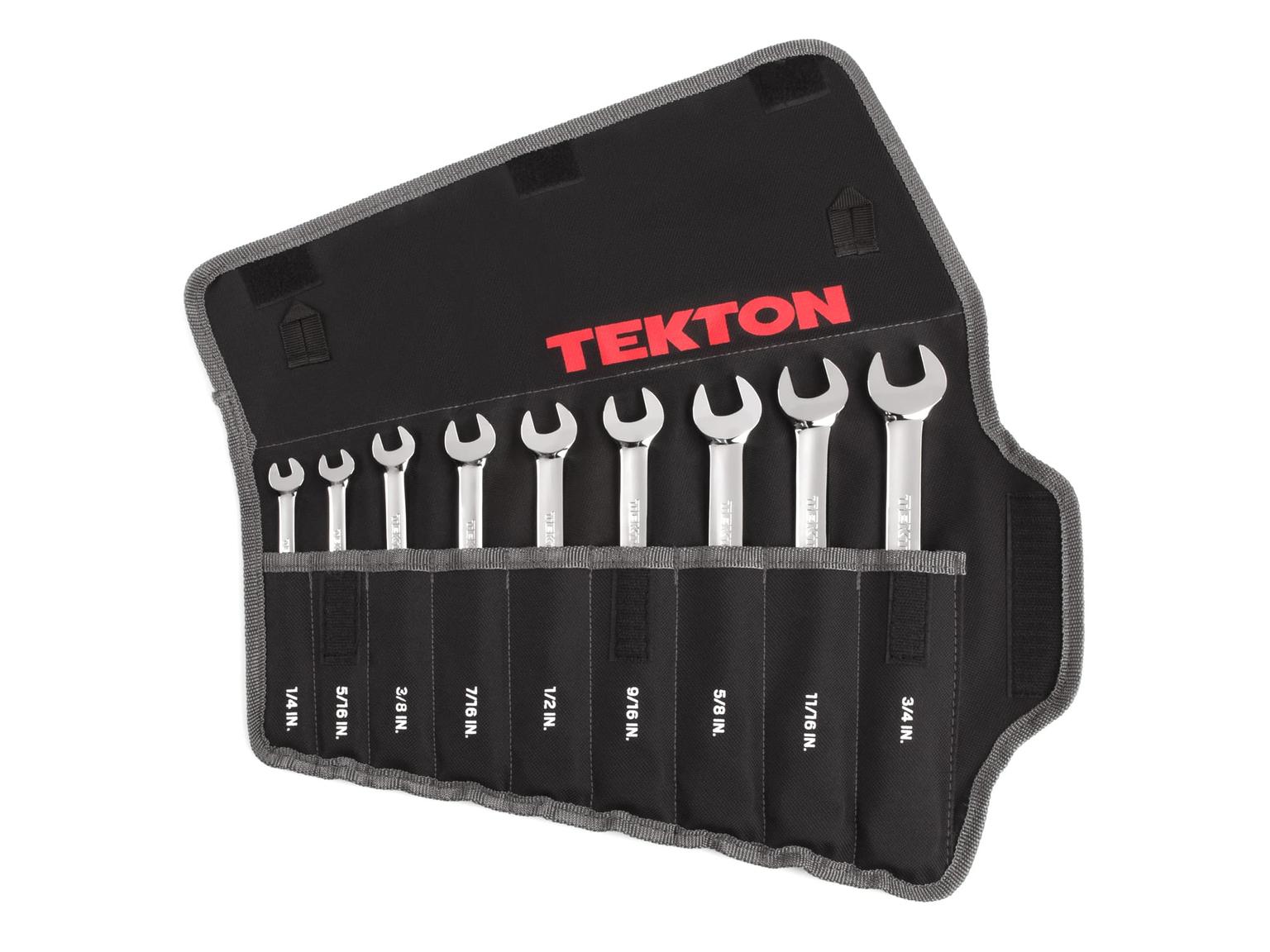 TEKTON WRN53087-T Ratcheting Combination Wrench Set with Pouch, 9-Piece (1/4-3/4 in.)