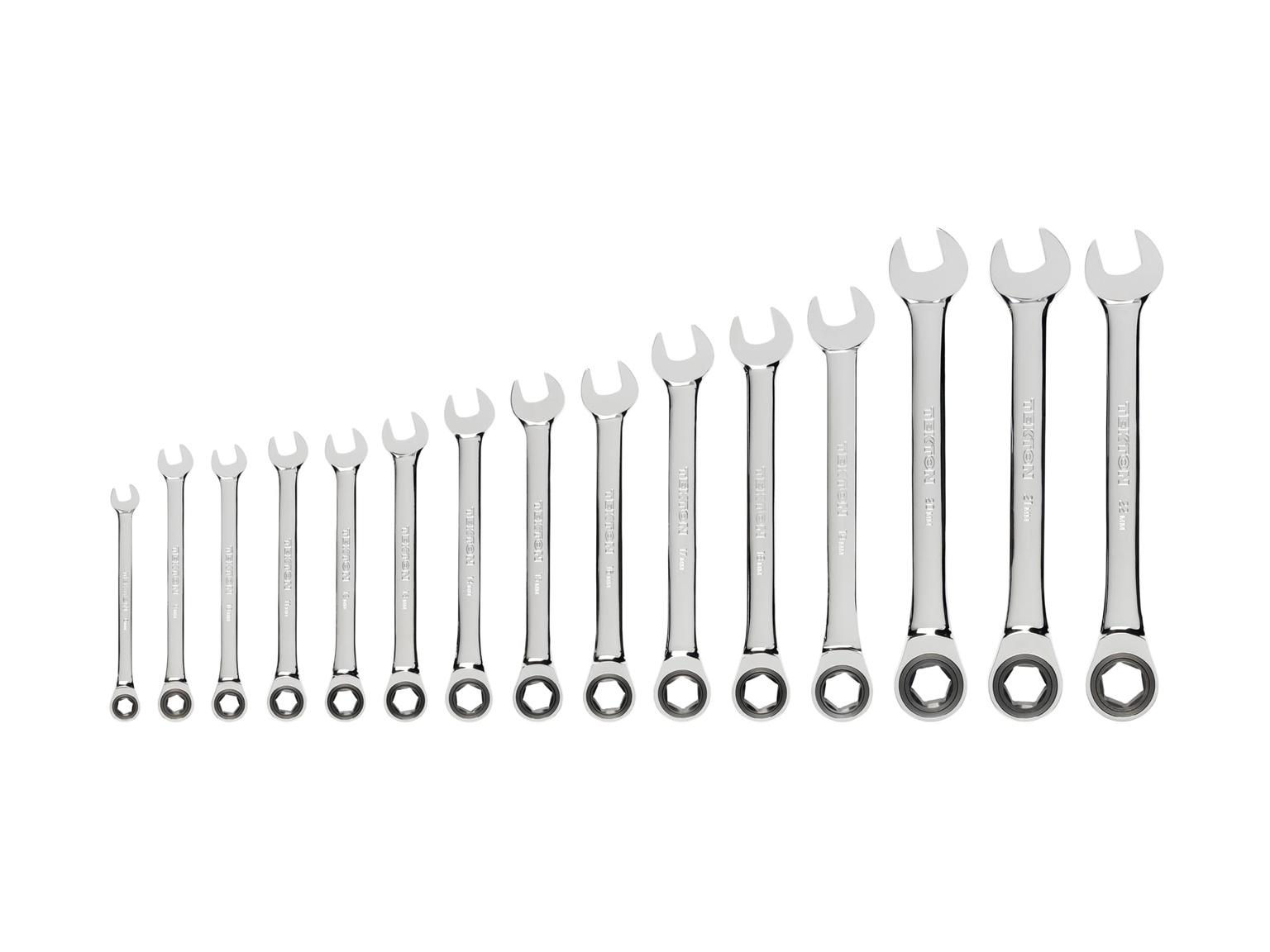 TEKTON WRN53161-T Ratcheting Combination Wrench Set, 15-Piece (8-22 mm)