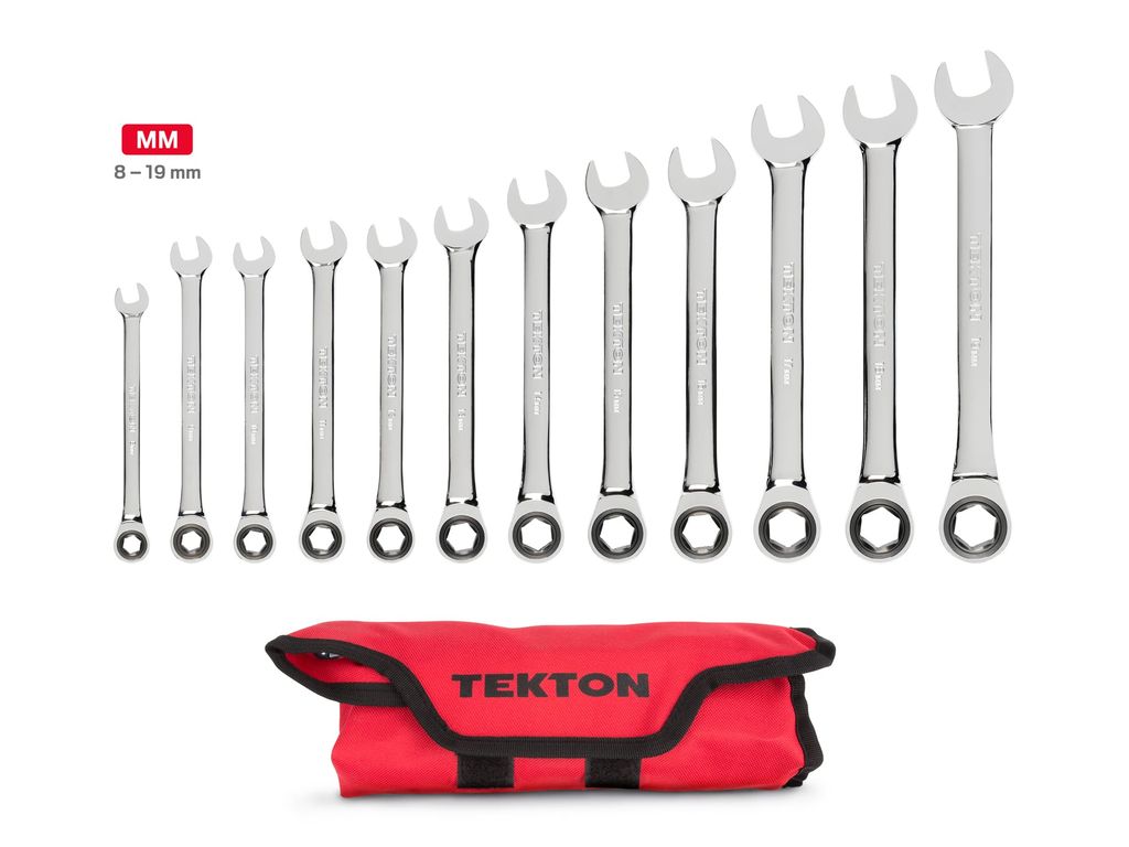 Ratcheting Combination Wrench Set, 12Piece (Pouch) TEKTON WRN53190