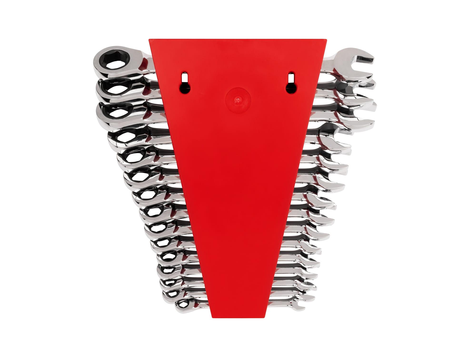 TEKTON WRN53191-T Ratcheting Combination Wrench Set with Rack, 15-Piece (8-22 mm)