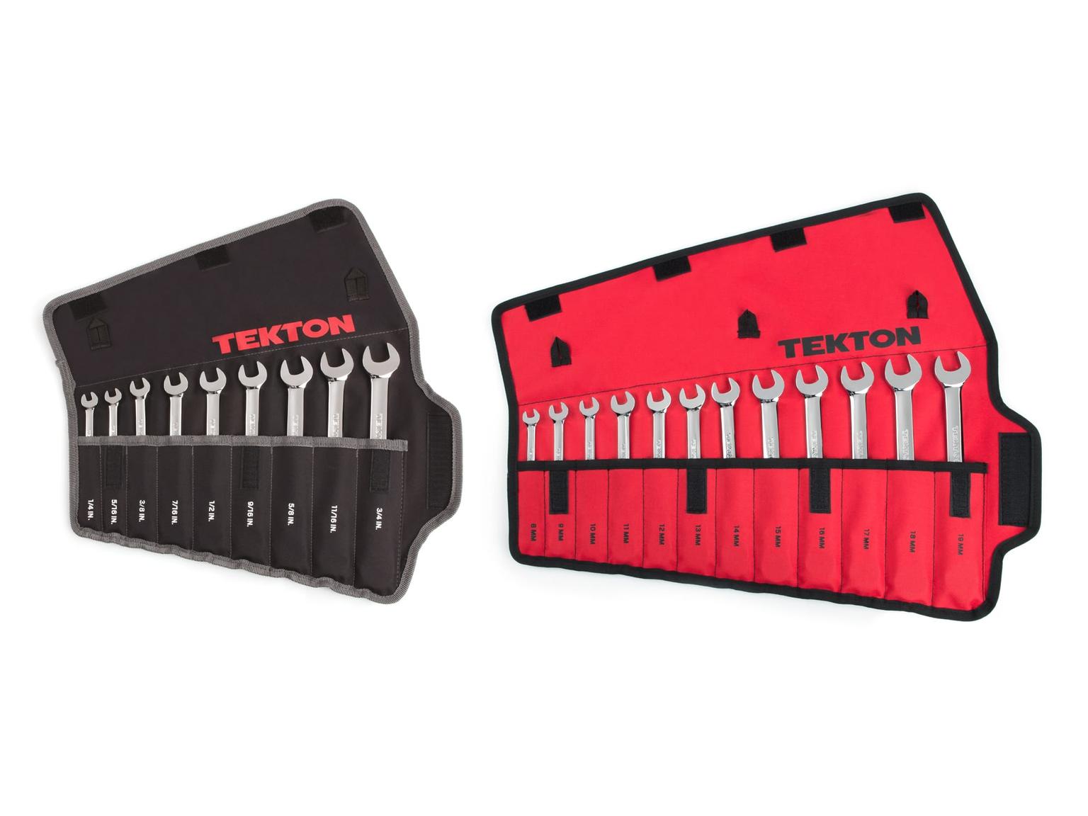 TEKTON WRN53361-T Ratcheting Combination Wrench Set with Pouch, 21-Piece (1/4-3/4 in., 8-19 mm)