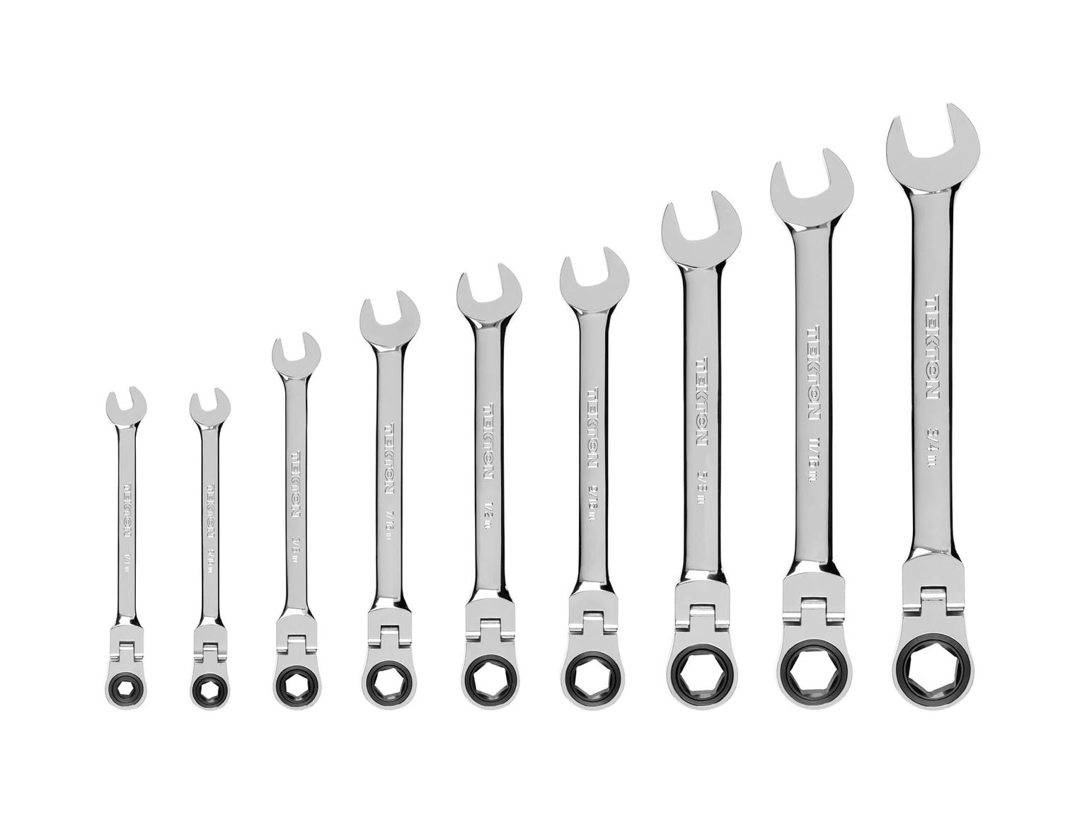 Flex Ratcheting Combination Wrench Set (9-Piece) | TEKTON | WRN57057