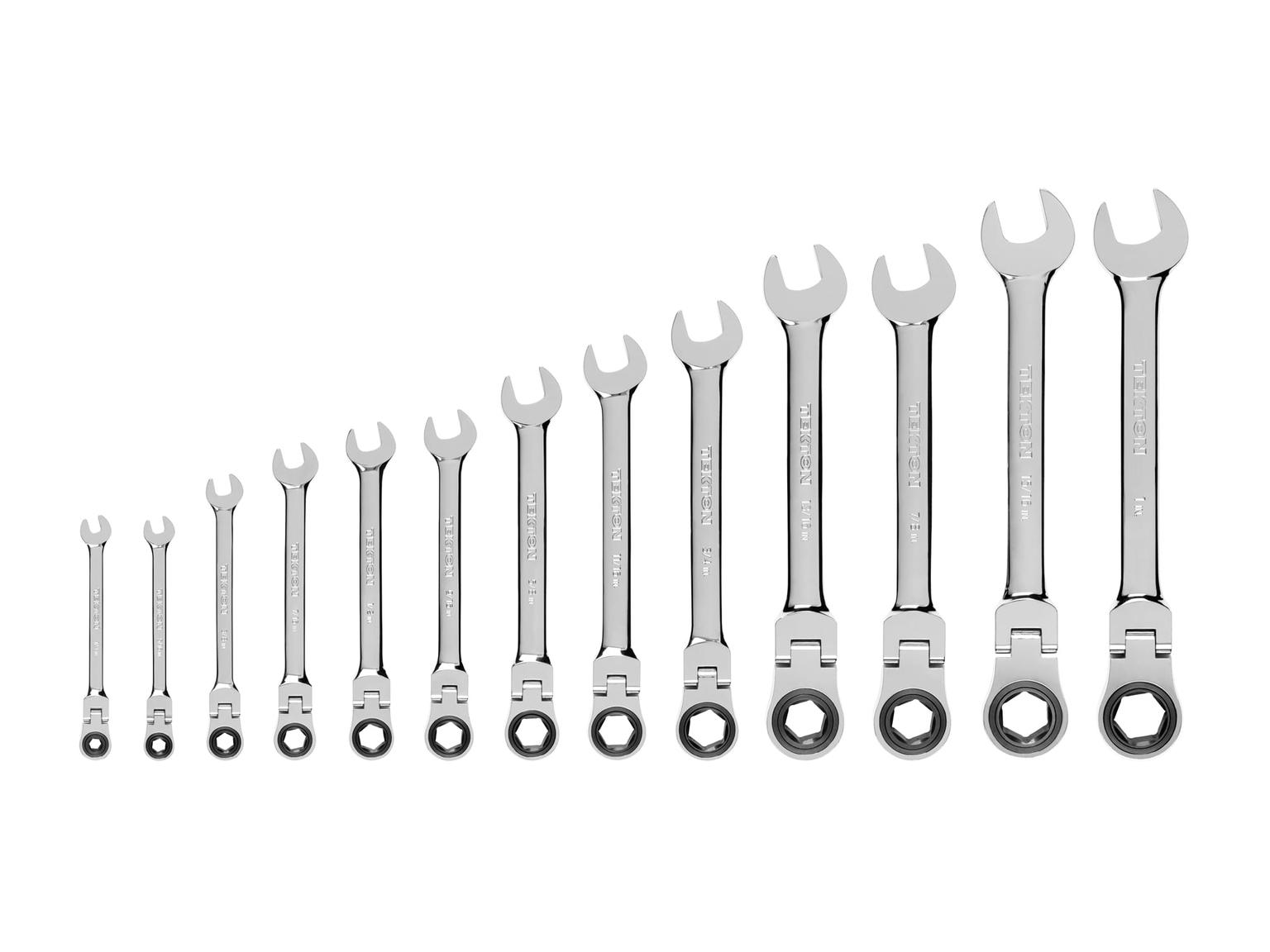 TEKTON WRN57058-T Flex Ratcheting Combination Wrench Set, 13-Piece (1/4-1 in.)