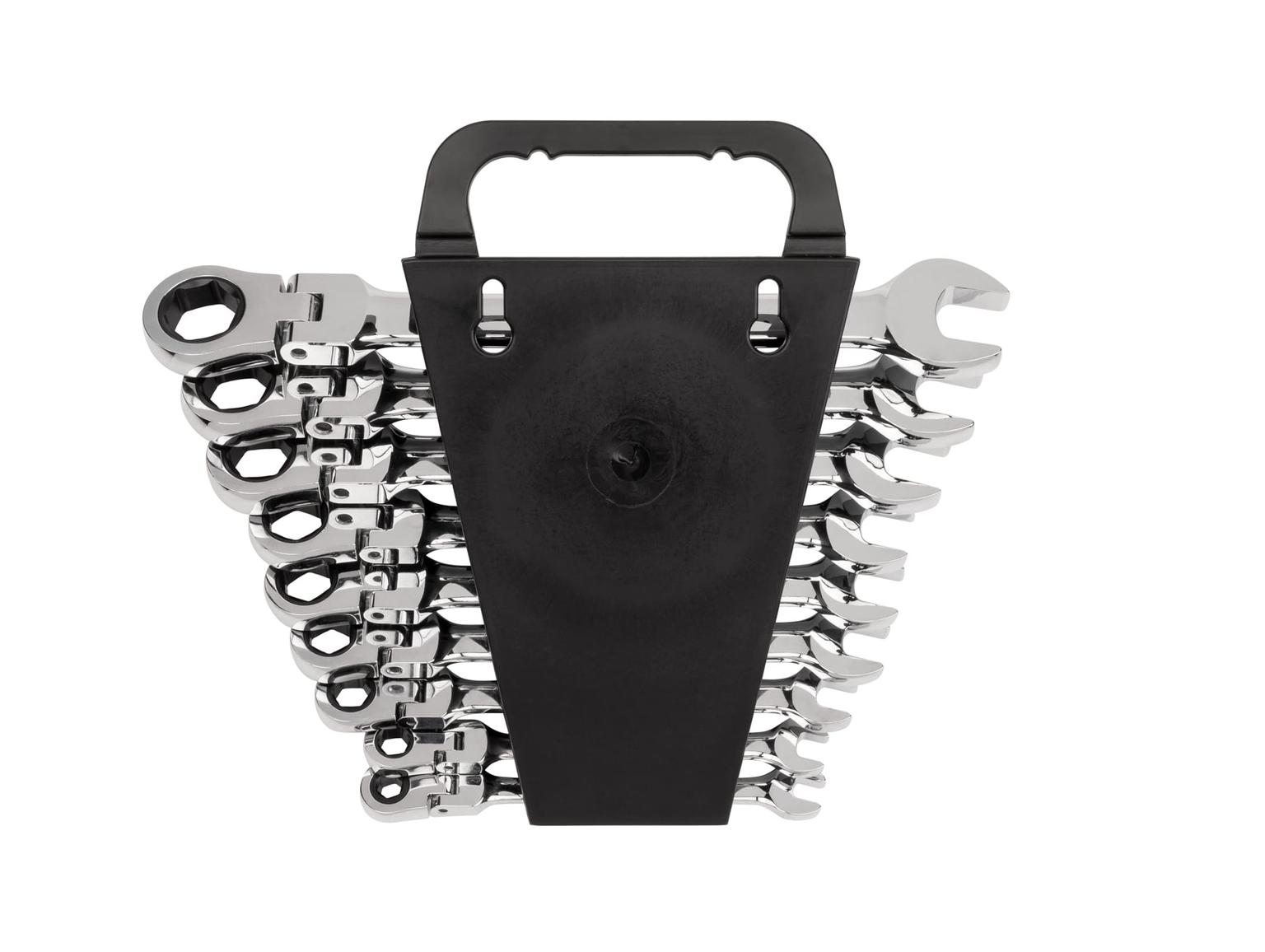 TEKTON WRN57067-T Flex Ratcheting Combination Wrench Set with Holder, 9-Piece (1/4-3/4 in.)