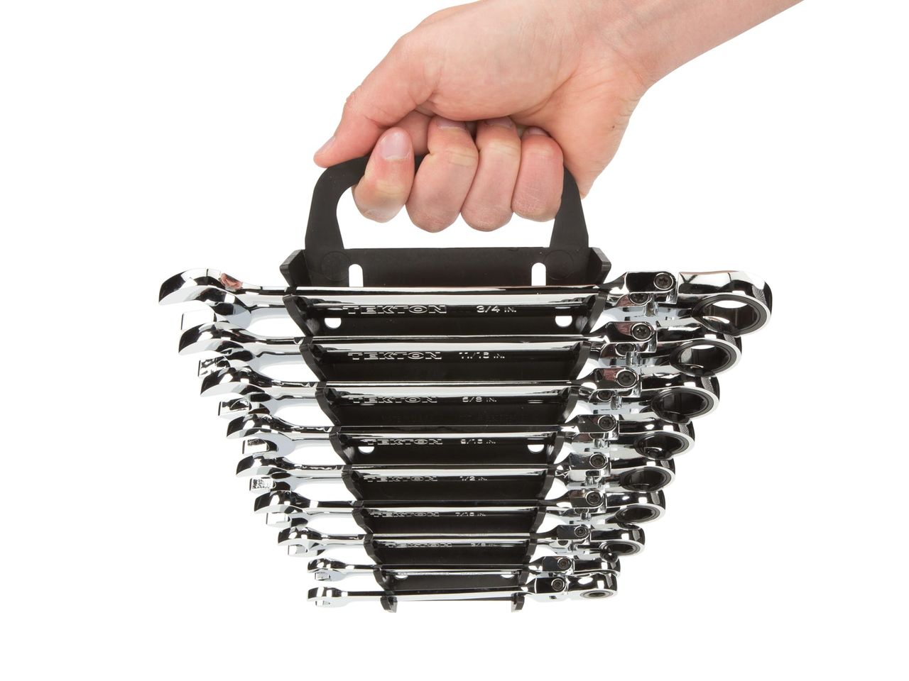 Flex Ratcheting Combination Wrench Set, 9Piece (Holder) TEKTON