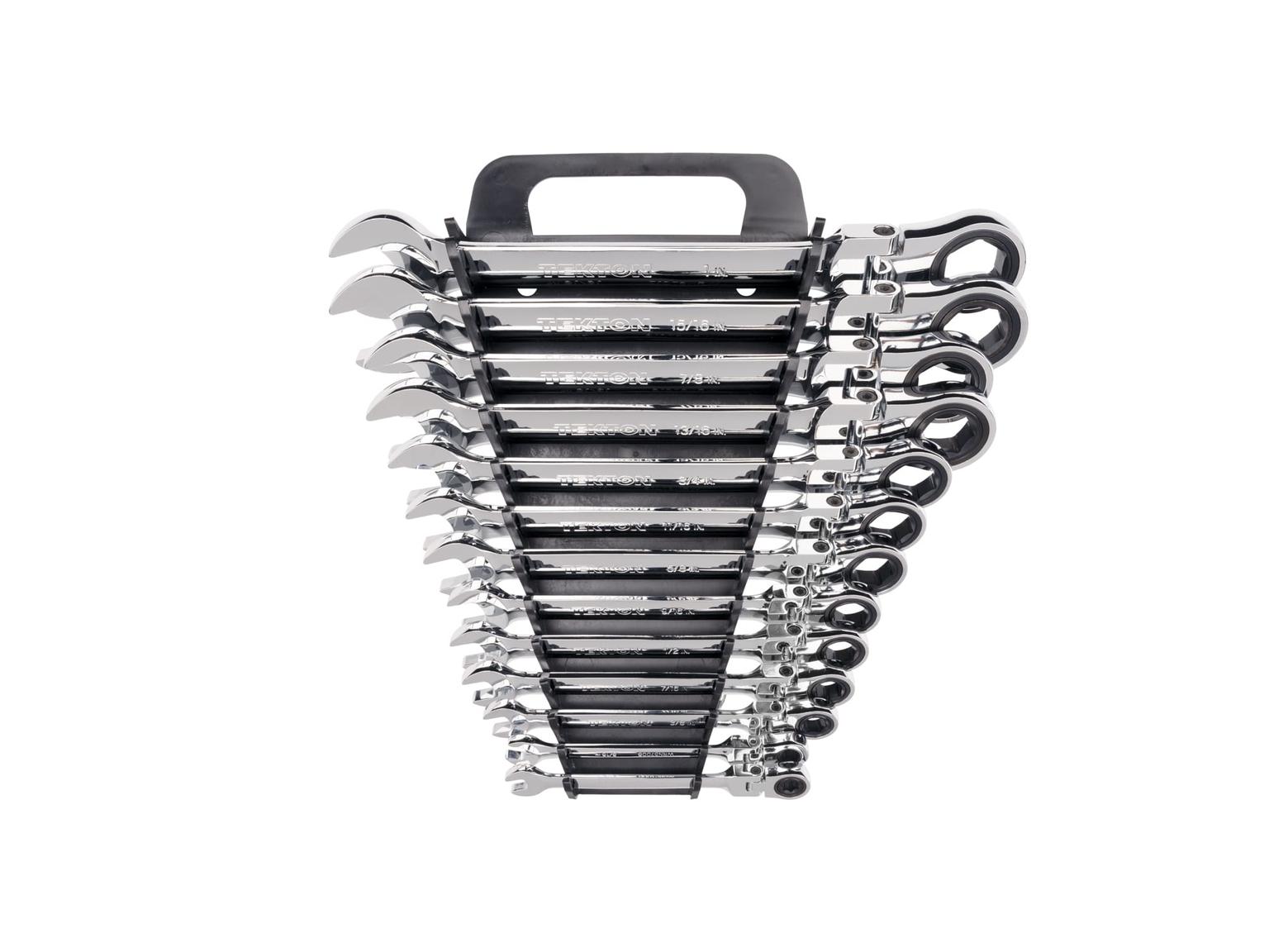 TEKTON WRN57071-T Flex Ratcheting Combination Wrench Set with Holder, 13-Piece (1/4-1 in.)